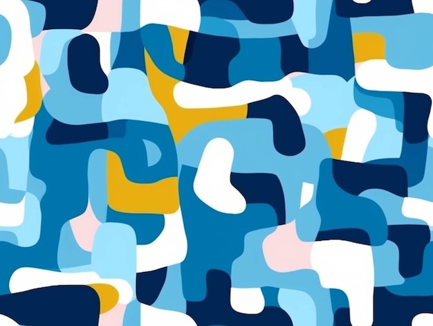 Abstract blue and yellow pattern with a lot of shapes generative ai