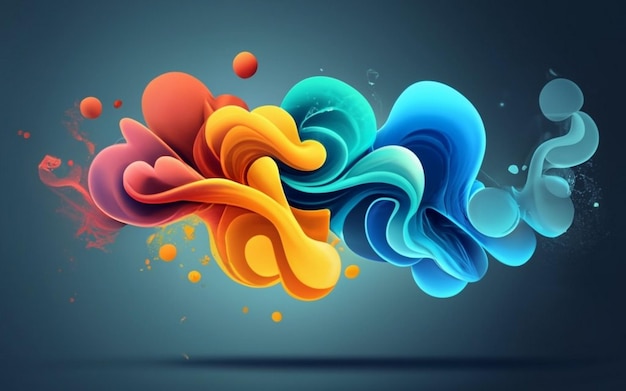 abstract blue yellow and red smoke on dark background with fluid lines