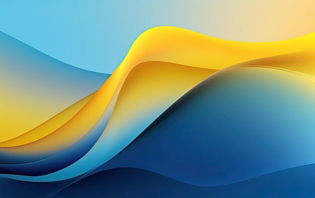 Photo an abstract blue and yellow wave animation gradient color blends