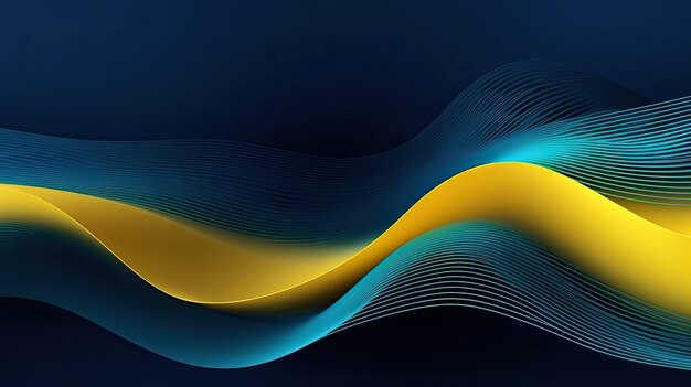 Abstract blue and yellow wave business corporate concept design banner Generative AI