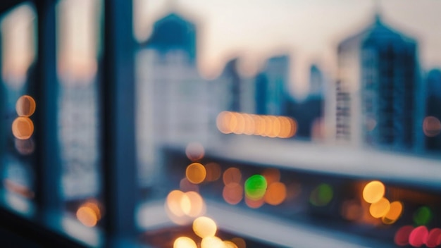 Abstract blur bokeh of cityscape at night defocused background