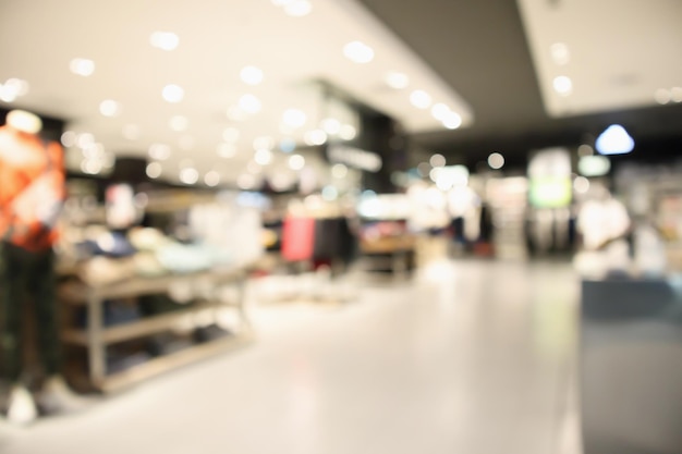 Abstract blur clothing boutique display interior of shopping mall background