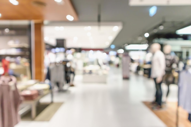 Abstract blur clothing boutique display interior of shopping mall background