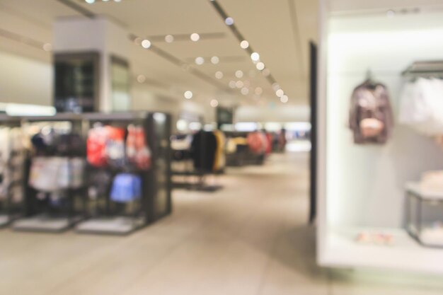 Abstract blur clothing boutique store display interior of shopping mall background