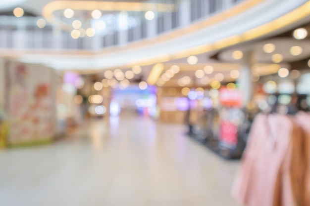 Abstract blur clothing boutique store display interior of shopping mall background