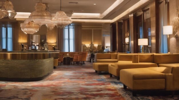 Photo abstract blur and defocus hotel lobby interior