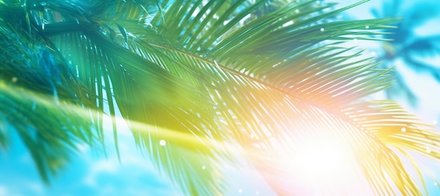 Photo abstract blur defocused background toned gently blue nature of tropical summer rays of sun light