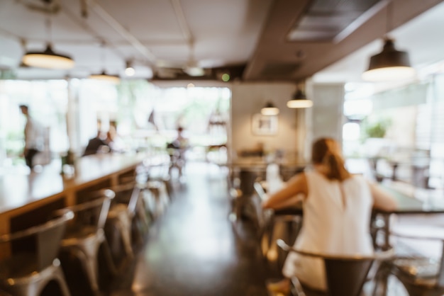 Photo abstract blur and defocused in cafe restaurant for background