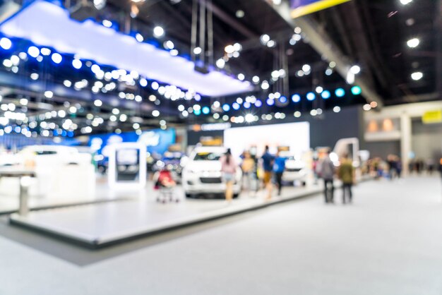Photo abstract blur and defocused car and motor exhibition show event