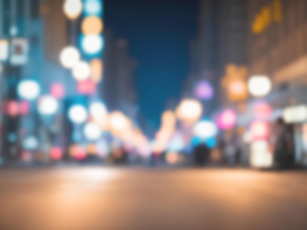 Abstract blur and defocused night street with bokeh for background usage Vintage tone