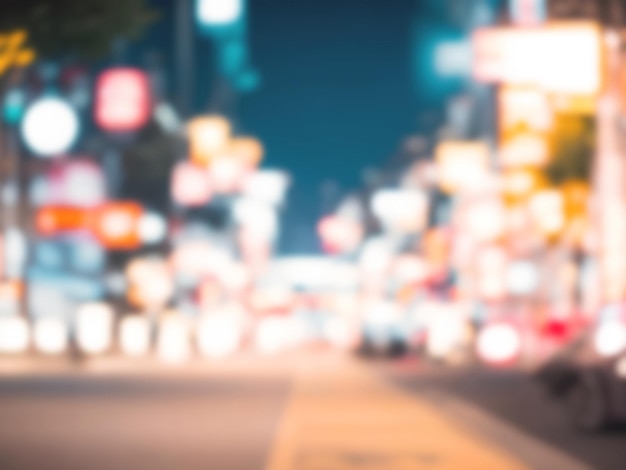 Abstract blur and defocused night street with bokeh for background usage Vintage tone