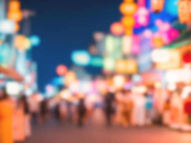 Abstract blur and defocused night street with bokeh for background usage Vintage tone