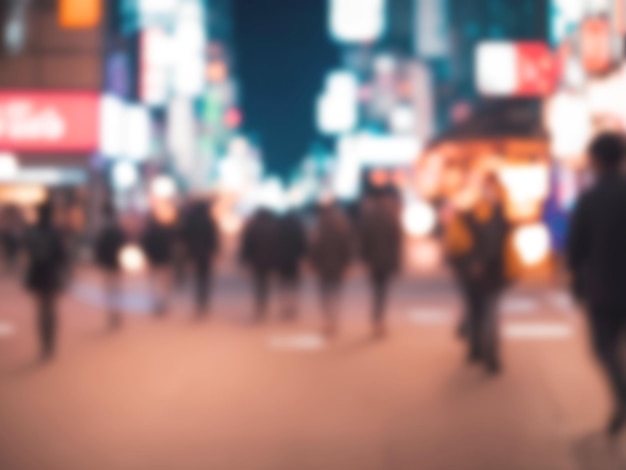 Abstract blur and defocused night street with bokeh for background usage Vintage tone