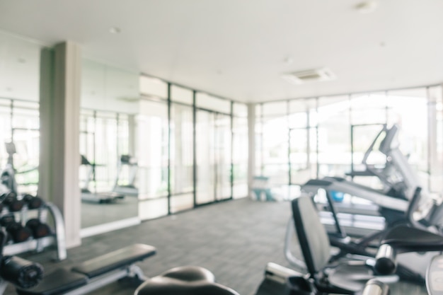 Abstract blur and defocused sport equipment in gym interior