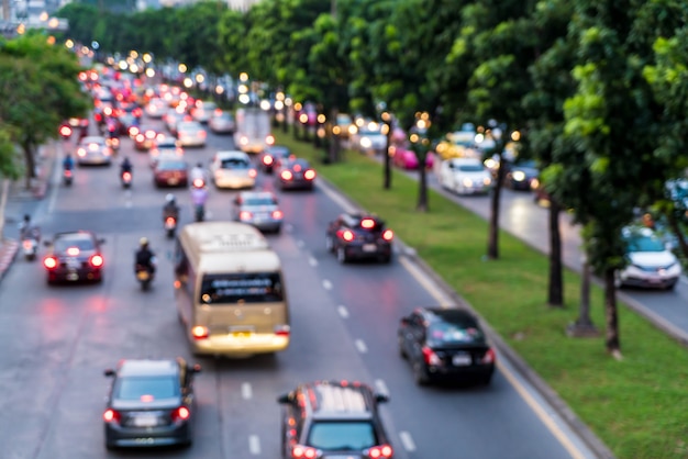 abstract blur and defocused traffic jam in the city