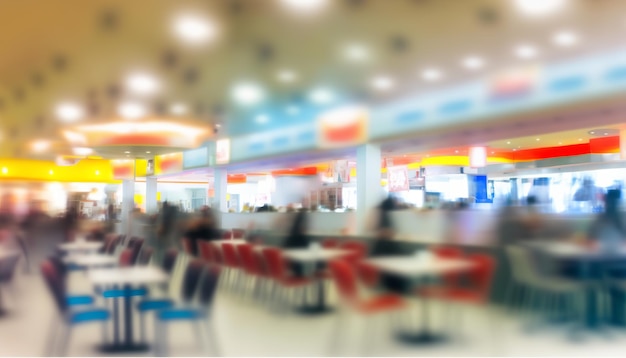 Abstract blur food court in shopping mall for background Generative ai