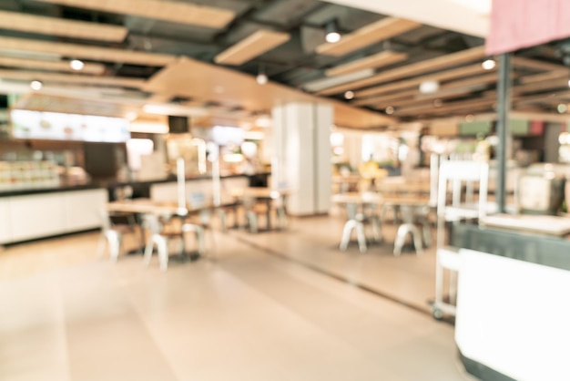 abstract blur food court in shopping mall for background