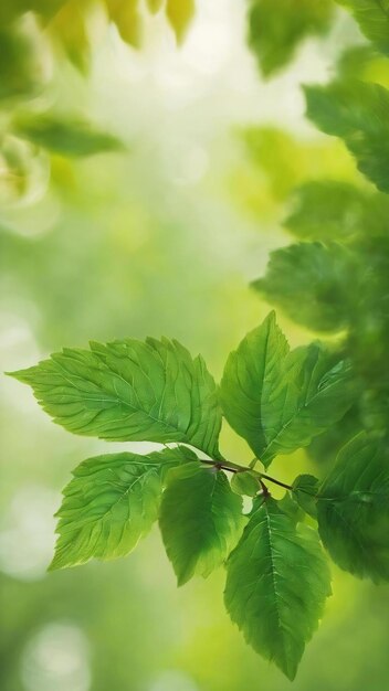 Abstract blur green leaf bokeh nature background