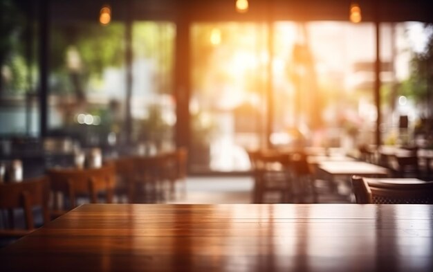 Photo abstract blur interior coffee shop or cafe for back