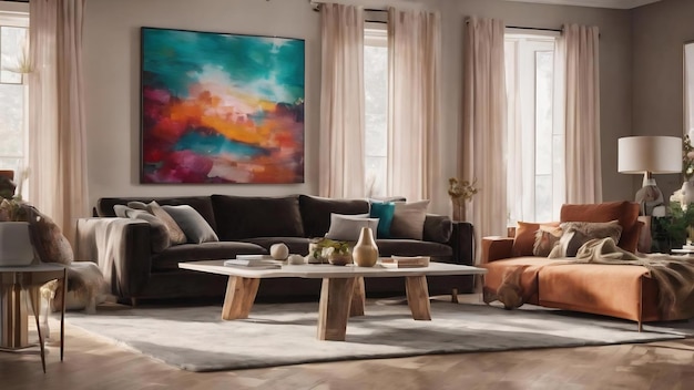 Abstract blur living room interior