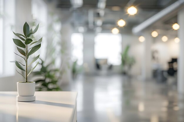 Photo abstract blur office interior with bokeh light backgroundbusiness concept