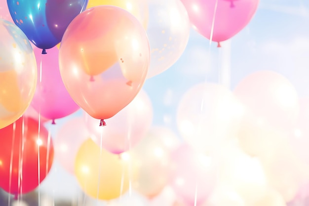 Абстрактная декорация вечеринки на открытом воздухе с красочным фоном воздушных шаров