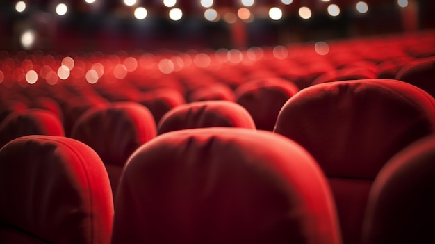 Abstract blur red theater or movie seats Chairs in cinema hall Comfortable armchair Generative AI