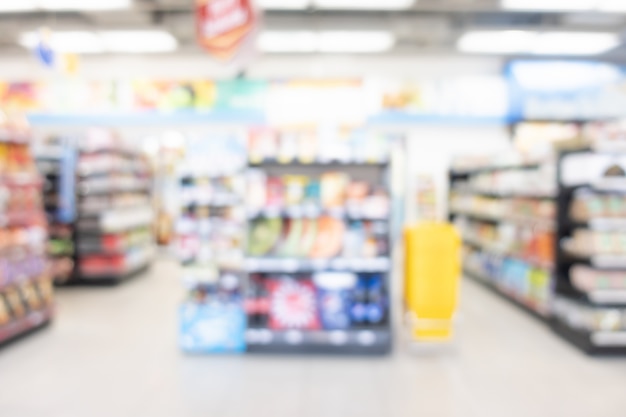 abstract blur shelf in minimart and supermarket