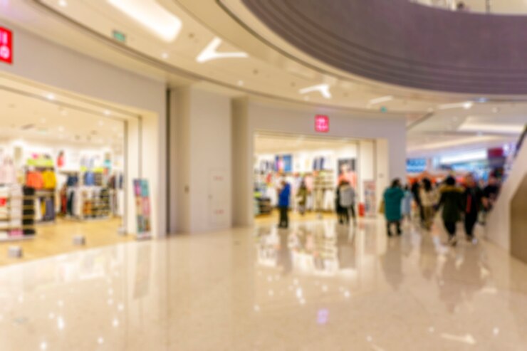 Photo abstract blur shopping mall of department store interior for background 