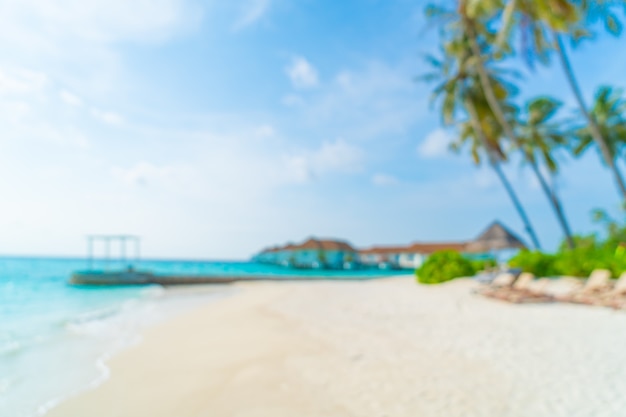 Abstract blur tropical beach and sea in Maldives for background - Holiday Vacation concept