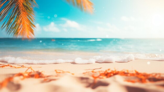 Photo abstract blur tropical sea and beach with sun