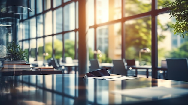 Abstract blurred background of business office place