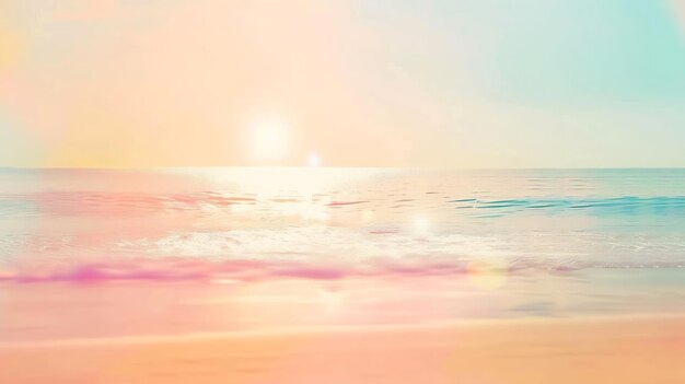 abstract blurred beautiful pastel color of sunset beach with lens flare effect backg Generative AI