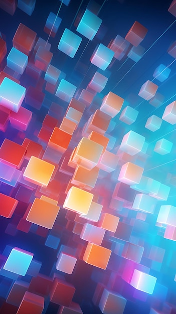 Abstract blurred computer cube mobile wallpaper