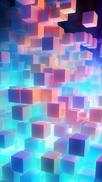 Abstract blurred computer cube mobile wallpaper