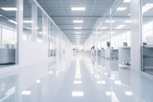 Abstract blurred empty space office interior room Modern office with computer on desk