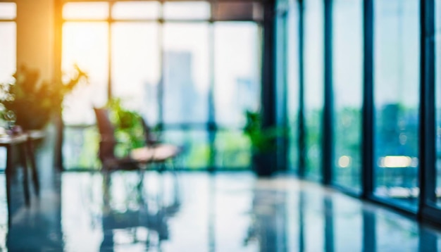 abstract blurred glass modern office interior room with defocused effect symbolizing creativity and