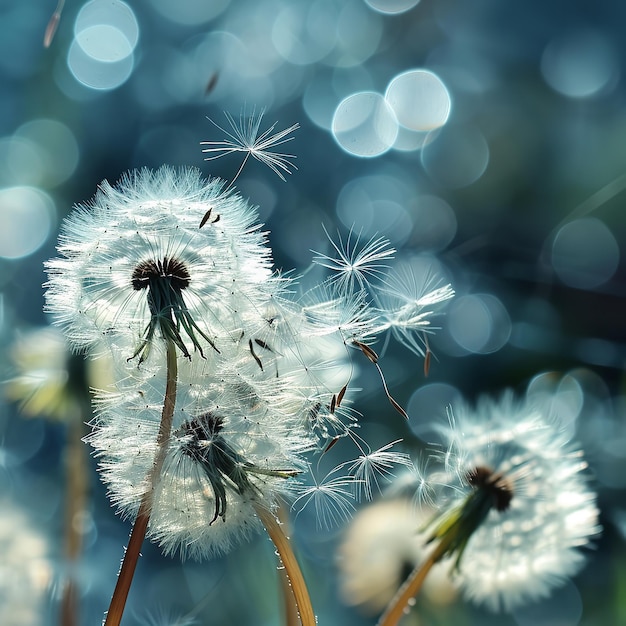 Abstract blurred nature background dandelion seed Ai generative