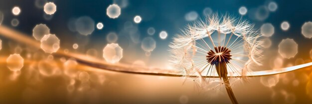 Abstract blurred nature background dandelion seeds parachute bokeh pattern generative ai