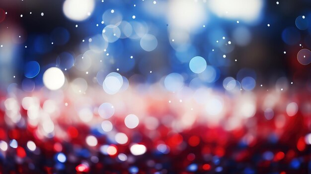 Photo abstract blurred patriotic red white and blue bokeh background texture with copy space generative ai