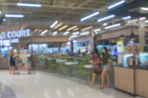 Abstract blurred people in food center and coffee shop