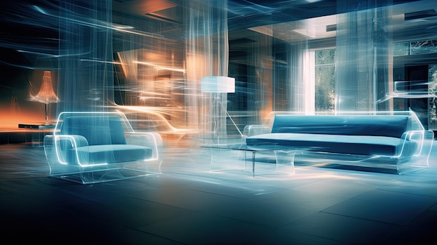 Photo abstract blurred sci fi interior