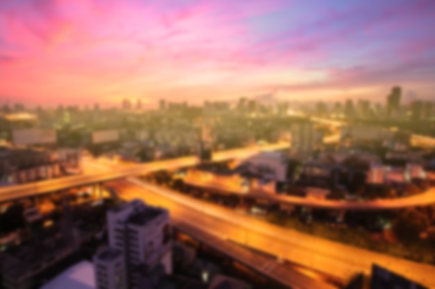 Abstract blurry background of cityscape on top view.