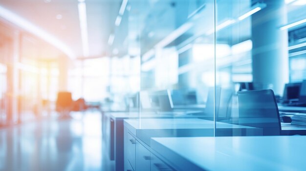 Abstract blurry office interior Background with the effect of unfocused bokeh or background for business AI generated illustration