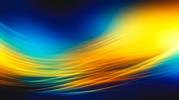 Abstract blurry smooth image of blue and yellow color generative ai