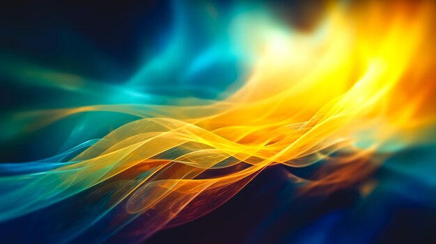 Abstract blurry smooth image of blue and yellow color generative ai