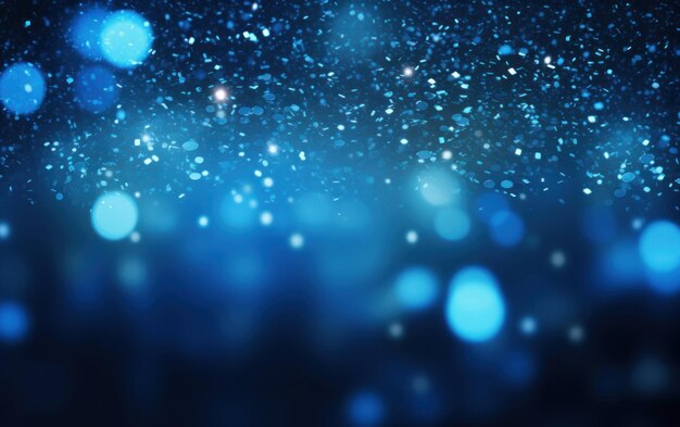 Abstract Bokeh Background Enhanced with Blue Glowing Particles