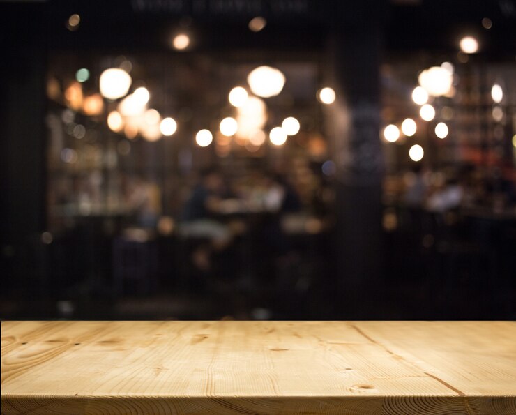Photo abstract bokeh blur nigh restaurant background