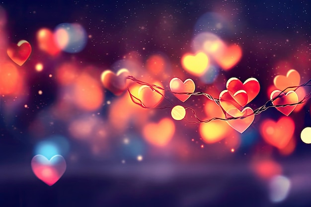 Photo abstract bokeh hearts valentine day background generative ai