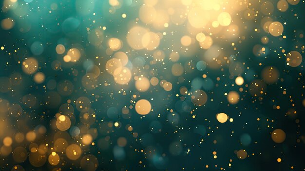 Abstract Bokeh Lights Glistening With a Blue and Golden Hue Against a Dark Background